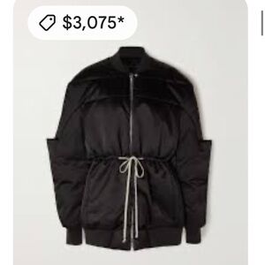 Rick Owens Black Bomber Down jacket with Ribbed Details! Like new!